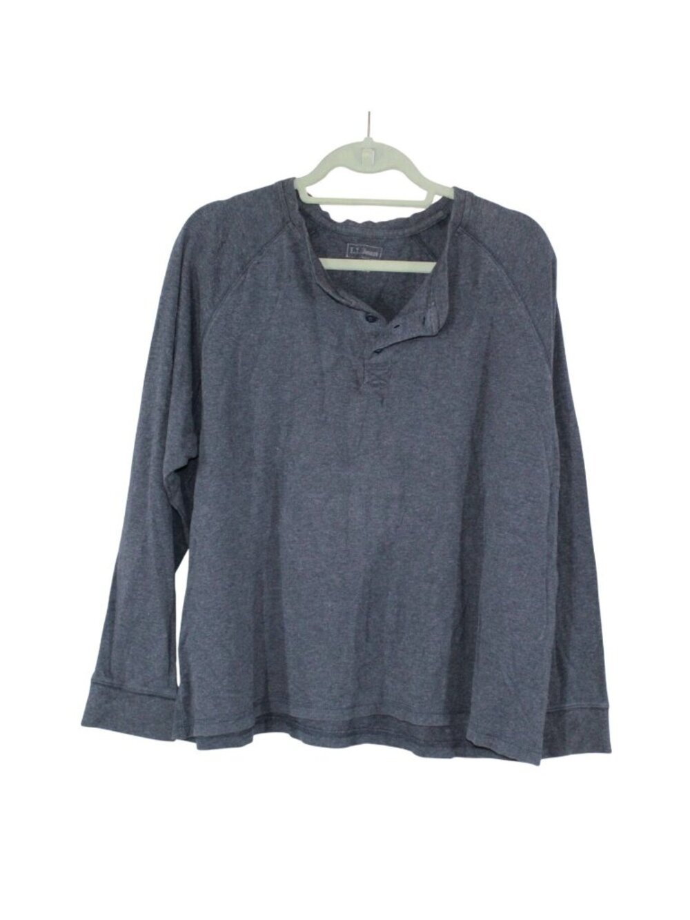 LL Bean Gray Long Sleeve Henley Shirt Casual Lightweight Top Size XL
